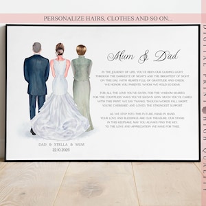 Personalized Parents of the Bride Wedding Print - Keepsake Wall Art - A Heartfelt Thank You to the Parents of the Bride - Wedding day gift