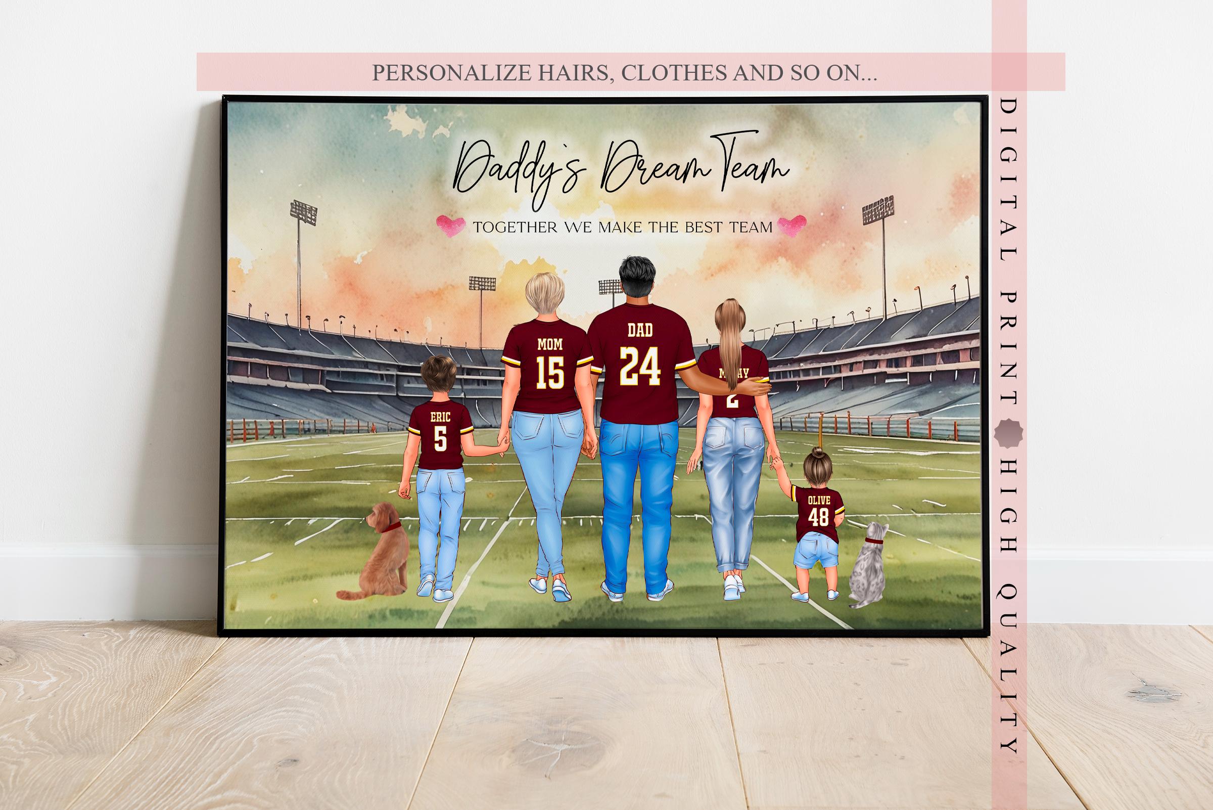 NFL Family Portrait - Personalized Football Family - Dad Gift - Fathers day Gift - Team Print - Digital Custom Portrait - Family NFL Fan Art
