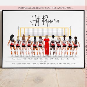 Impresión personalizada de graduación de voleibol: celebre los logros de su equipo: arte mural de recuerdo de graduación: regalo de equipo personalizado
