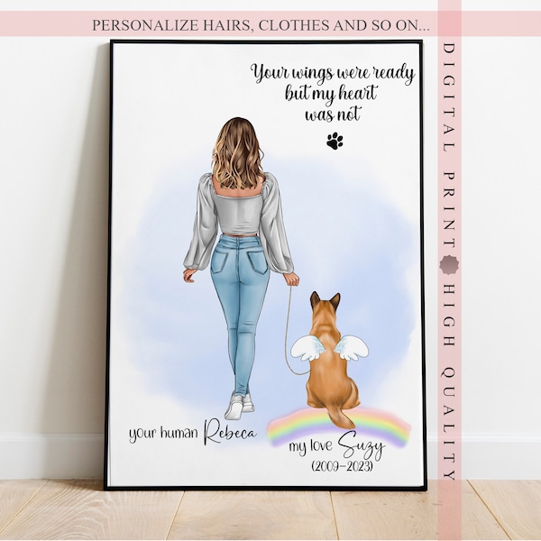 Personalized Memorial Print - Pet Loss Sympathy - In Heaven Pet Portrait - Personalized Dog Mom Memorial Print - Pet Loss Sympathy