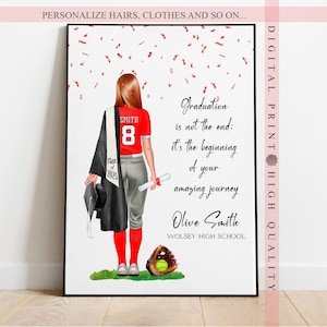 Personalisierter Softball Abschluss Print - Individuelle Sportkunst - Das perfekte Geschenk für einen Softball Spieler - Andenken - Individuelle Sportwand