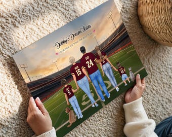 Custom Fathers day gift American Football Family Portrait – Personalized Digital Art