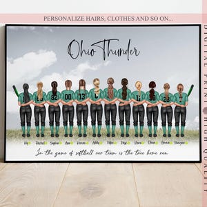 Personalised Softball gift for girls, Softball team, Graduation gift, Softball player, Sport team gift, Softball pitcher, Softball printable