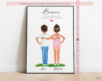 Personalized Gift for Cousin - Cousin Personalized Print - Cousins Best Friends Customised Gift - A Thoughtful Gift for Your Beloved Cousin