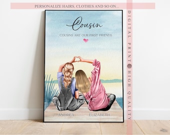 Personalized Gift for Cousin - Friends Personalized Print - Cousins Best Friends Customised Gift - Custom Wall Art