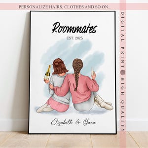 Dorm Room Decor Gift for Roommates - Personalized Roomies gifts - Dorm Decor for college Girls - Roomie Print - Dorm Roommate Gift -Wall art