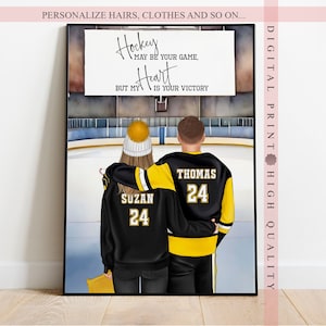 Personalisierter Hockey Liebespaar Druck - Feiern Sie Ihre gemeinsame Leidenschaft auf und abseits des Eises