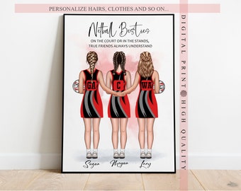 Personalized Netball Bestie Print - Celebrate the Unbreakable Bond On and Off the Court - Best Friends Netball Players