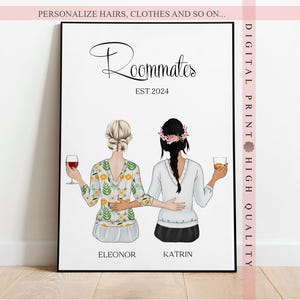 Christmas Gift Idea - Gift for Roommates - Personalized Roomies gifts - Dorm Decor for college Girls - Roomie Print - Custom Wall art