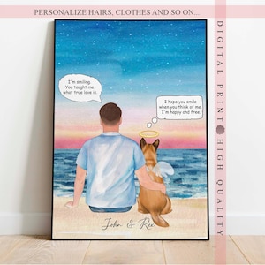 Regalo de Navidad - Impresión conmemorativa personalizada para papá de perro - Regalo para amantes de las mascotas - Pérdida de mascota - Retrato de mascota en el cielo - Arte mural personalizado