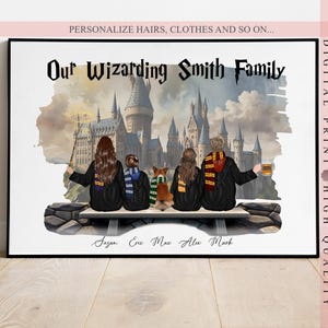 Personalized Wizard Family Print - A Magical Tribute for wizards Enthusiasts - Magic school fans