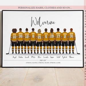 Personalized Hockey Team Print - Celebrate the Strength of Teamwork - Wall art Personalized Gift - Girls Hockey Team gift