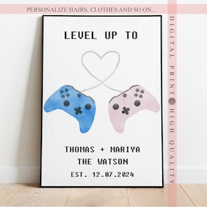 Gamer Wedding Print, Keepsake Wedding, Gift for Newlyweds gamers, Anniversary gift, sing wedding for gamers newlyweds