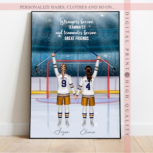 Personalized Bestie Hockey Print - A Gift for Your Bestie On and Off the Ice - Wall art Personalized Gift - Best Friends Teammates gift