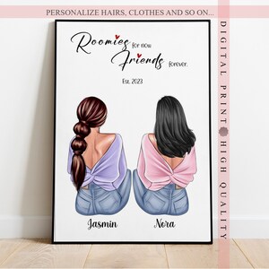 Dorm Room Decor Gift for Roommates - Personalized Roomies gifts - Dorm Decor for college Girls - Roomie Print - Dorm Roommate Gift -Wall art