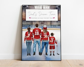 Stampa personalizzata per la famiglia di giocatori di hockey – Ritratto personalizzato dello stadio (download digitale)