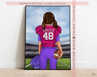 Personalized Junior Football Player Print - Celebrate Gridiron Success - Keepsake sport gift - Custom wall art-Personalized sport print