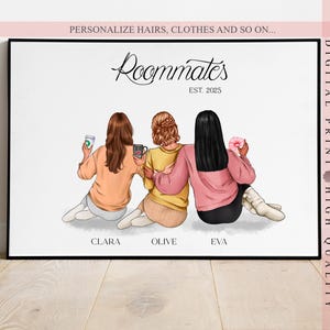 Dorm Room Decor Gift for Roommates - Personalized Roomies gifts - Dorm Decor for college Girls - Roomie Print - Dorm Roommate Gift -Wall art