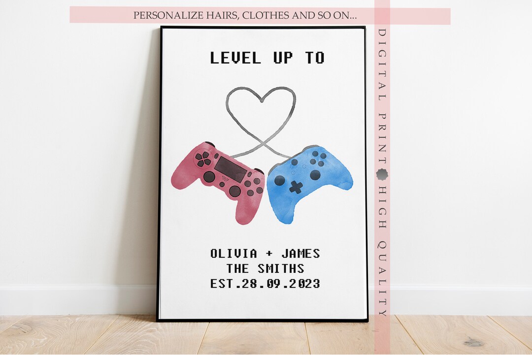 Gamer Hochzeitsdruck, Andenken Hochzeit, Geschenk für Jungvermählten