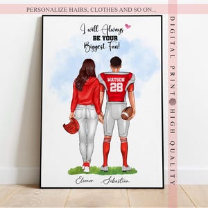 Personalisiertes Fußball Paar Geschenk - Paar Geschenk - Rugby Geschenk - Fußball Zitate - Personalisiertes American Football Geschenk - Benutzerdefinierte Wandkunst