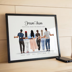 Ilustración de equipo personalizada: regalo para un colega que se fue o se jubiló