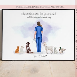 Personalized Veterinarian Appreciation Print - Celebrating Compassionate Care - Custom Veterinarian Nurse Gift - Dog Pet Animal Lover
