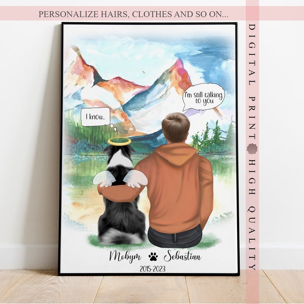 Personalized Dog Dad Memorial Print-Dog Owner's Pet Lover's Gift-Pet Loss - In Heaven Pet Portrait - Honoring Your Beloved Canine Companion