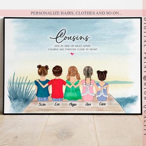 Cadeau personnalisé pour cousine - Cadeau personnalisé cousins meilleures amies - Art mural - Impression personnalisée
