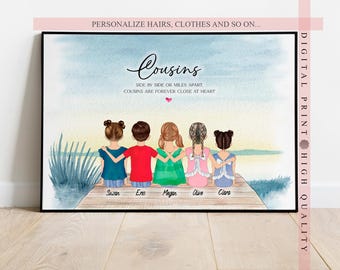 Personalized Gift for Cousin - Cousins Best Friends Customised Gift - Wall Art - Personalized print