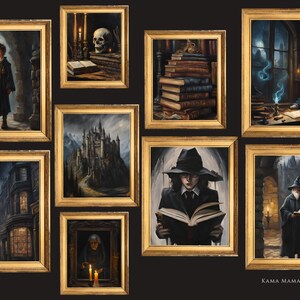Halloween Printable Art Set of 25 for Gallery Wall - Vintage Gothic Collage Prints, Dark Academia, and Spooky Vibes Gothic Decor Wizards