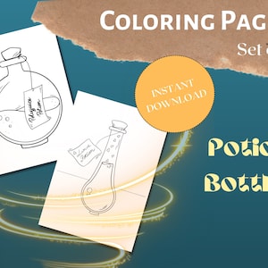Coloring Pages Potion Bottles Instant Download