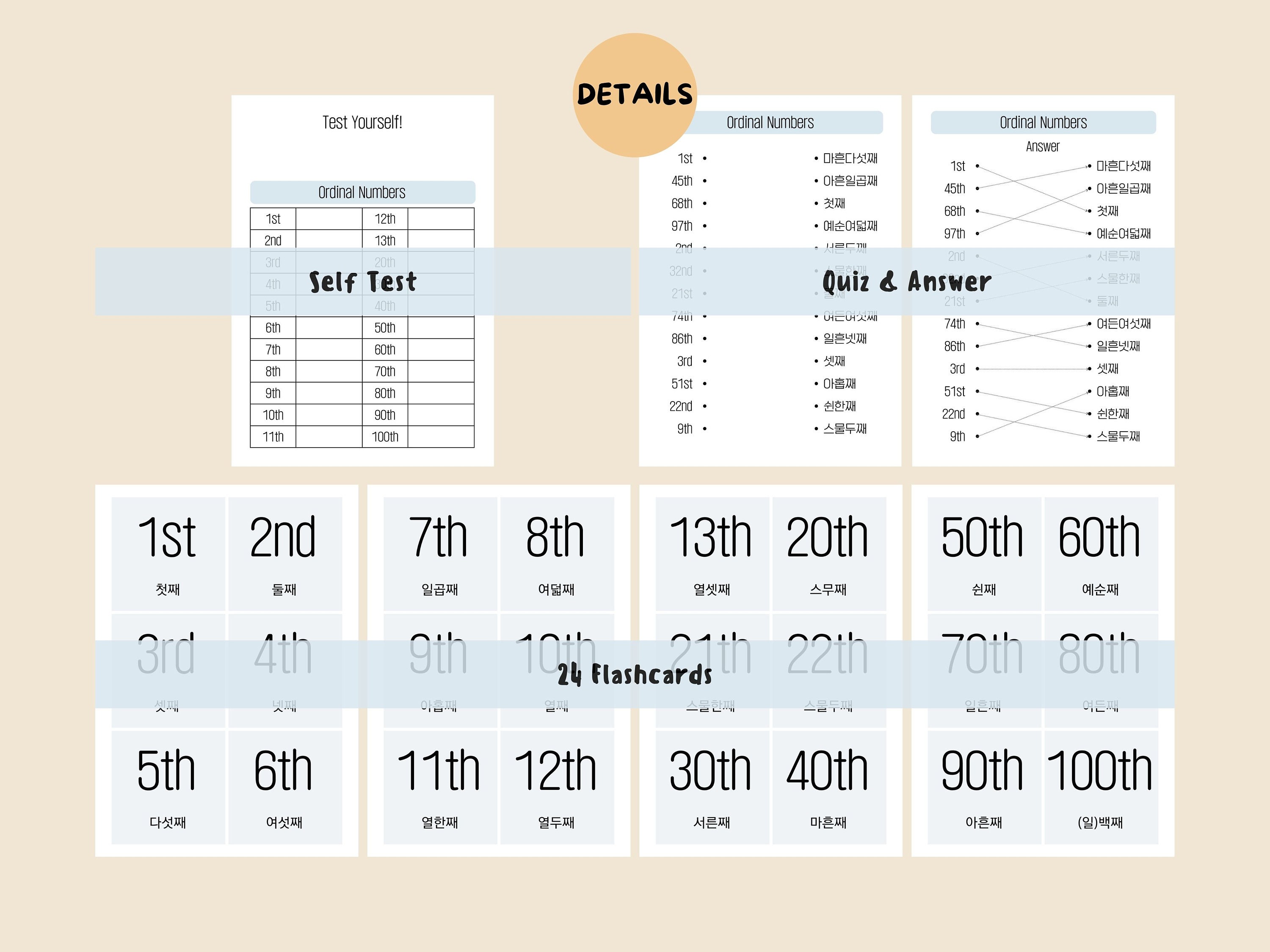 Korean Number Learning Set Korean Worksheets Hangul - Etsy