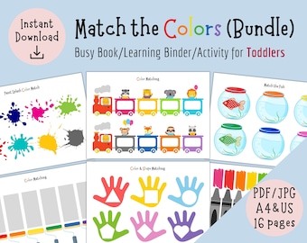 First Busy Book, Toddler Busy Binder, Color Match, Learning Colors, Preschool Printable, Learning Activity for Kids, Montessori Materials