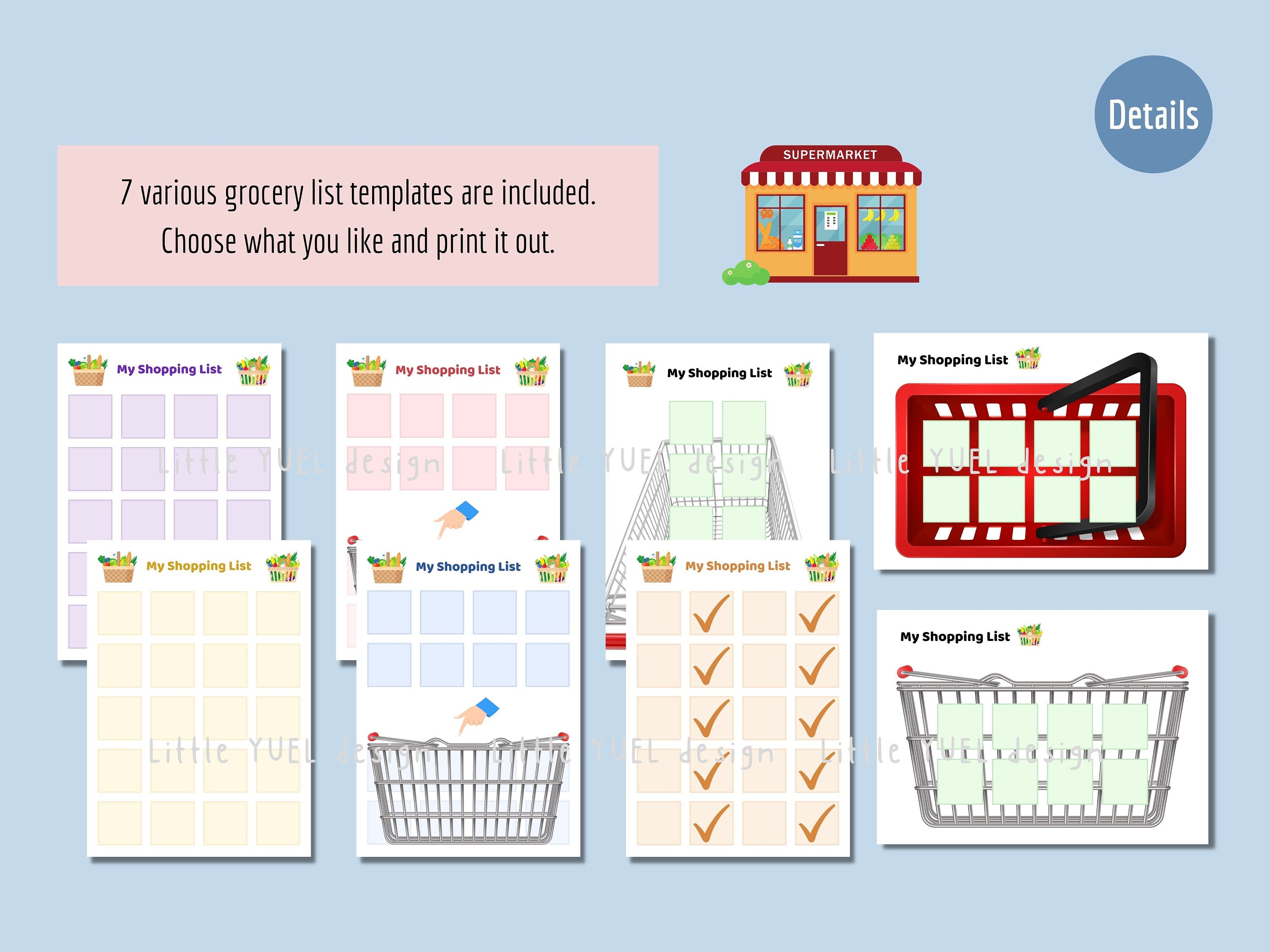 Visual Grocery List for Kids, Shopping List for Children, Shopping