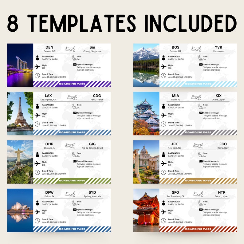 Customizable Airline Boarding Pass Template - Printable Surprise Trip ...