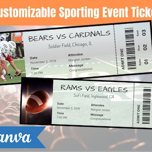 Anpassbare Sportticket Vorlage - DIY bearbeitbares Sport Event Ticket auf Canva - Einzigartiges druckbares Geschenk für Sportfans - Sofortiger Download