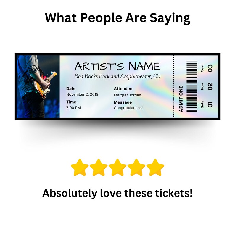Customizable Concert Ticket Template Editable Event Tickets on Canva
