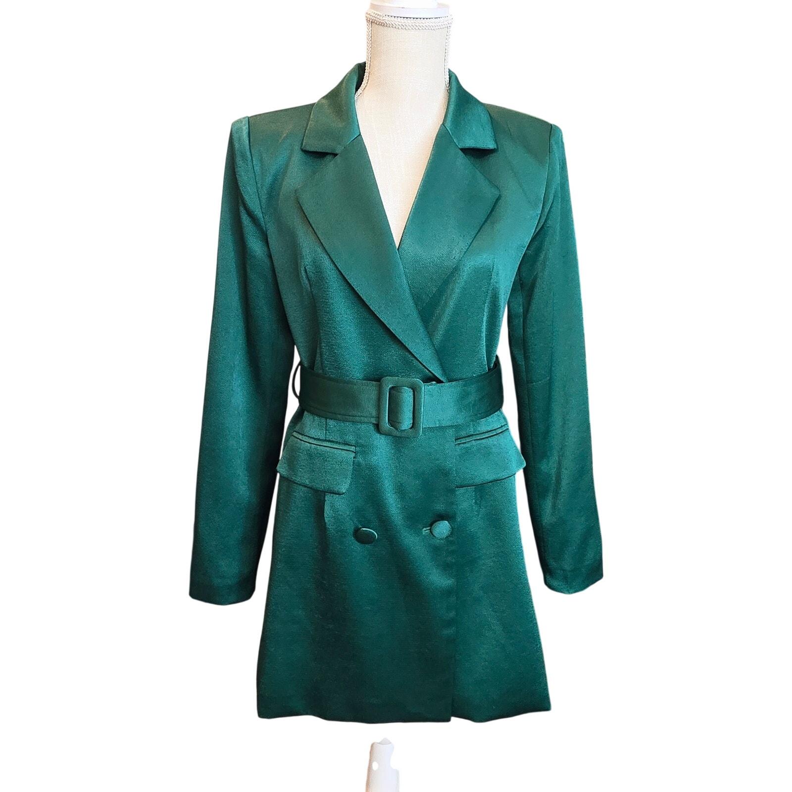green emerald velvet dress Molisry Women's 2 Piece Blazer Dress Set Formal Mock Neck Midi Dress Back  Slit Long Sleeve Maxi Overcoat Business Suit Set Green at Amazon Women's  Clothing store main image 1