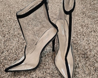 Pre-loved Women's Boo Hoo Clear Vinyl Ankle Boots Sz. UK5-US7