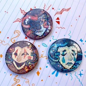 ART FIGHT 2026 Holographic Pin | Comedy/Tragedy/Mystery | 1.5" / 37mm