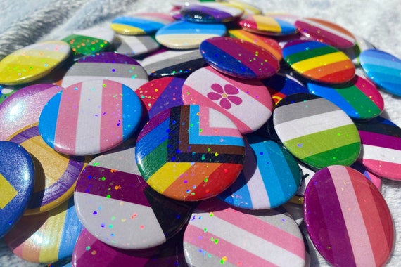 LGBT+ Holographic Pin-Back Button | 1.5" / 37mm