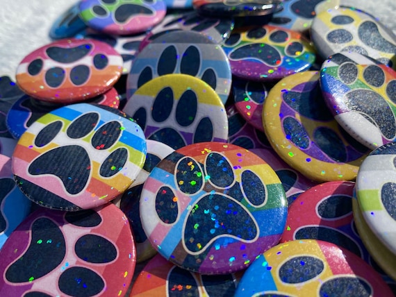 LGBT+ Furry Holographic Pride Pin-Back Button | 1.5" / 37mm