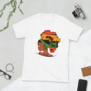Afro Woman T-shirt African Map Diva Black Pride Afrocentric Tee Momma Rasta Shirt African Roots Melanin Apparel Feminist Empowering Tee