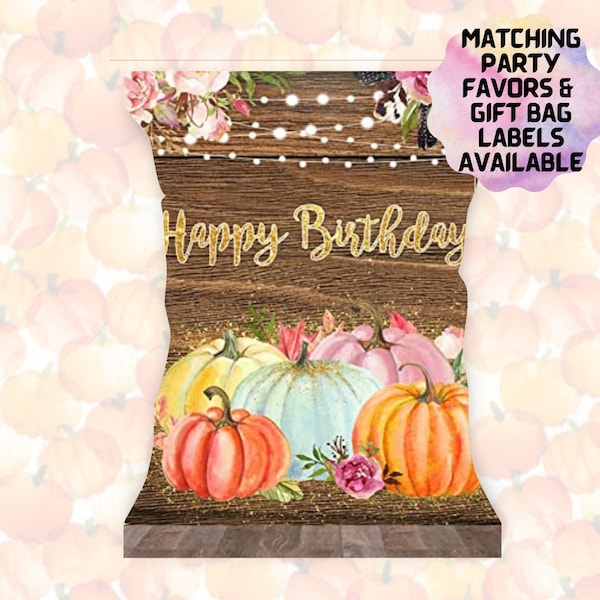 Fall Birthday Chip Bag Party Favor Template | Fall Birthday Party Chip Wrap | Digital Chip Bag | Girls Party Chip Bag | Fall Bags | Pumkin