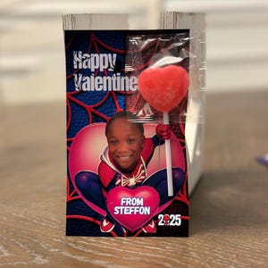 Angepasste Valentinstagkarten für Kinder | Lutscherhalter zur Klassenzimmerbörse | Personalisierte Leckereien für Schulferienfeiern