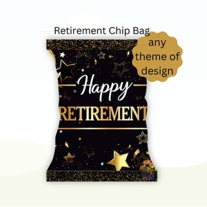 Retirement Chip Bag Party Favor Template | Retirement Party Chip Wrap | Digital Chip Bag | Woman Party Chip Bag | Chip Bags | Retirement