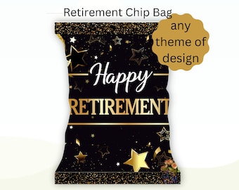 Retirement Chip Bag Party Favor Template | Retirement Party Chip Wrap | Digital Chip Bag | Woman Party Chip Bag | Chip Bags | Retirement