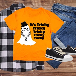 It's Tricky SVG, ghost svg, funny halloween shirt, t shirt svg, Halloween teacher shirt, Run DMC, Halloween shirt mockup, Halloween svg, dfx image 2
