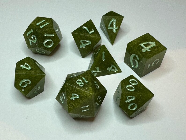 Moss Green: Polyhedral Resin Dice Set + Bonus Crystal D4! - Etsy