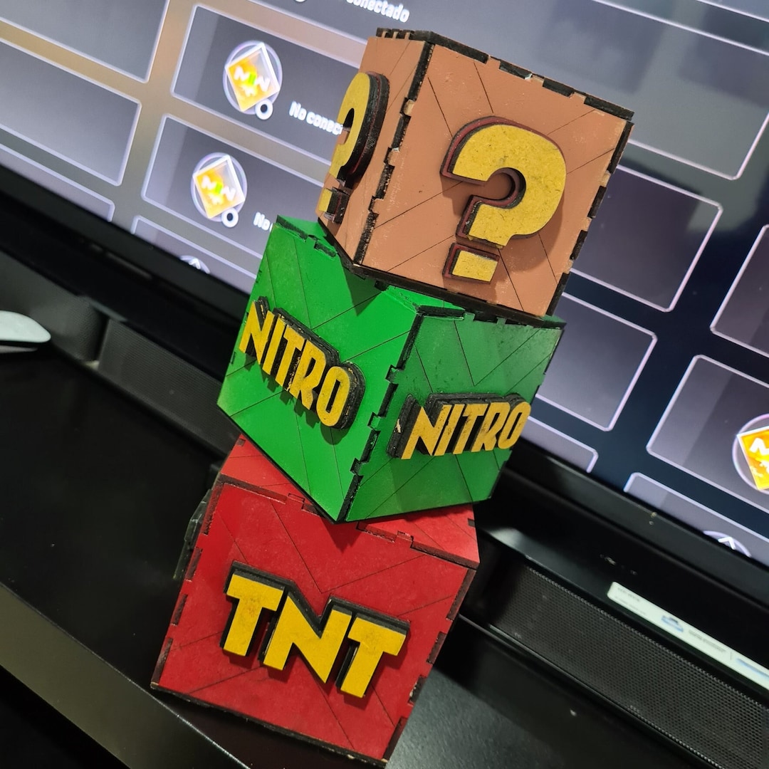 Crash Bandicoot Sliding Boxes, SVG for Laser Cut. TNT, Nitro, Mystery